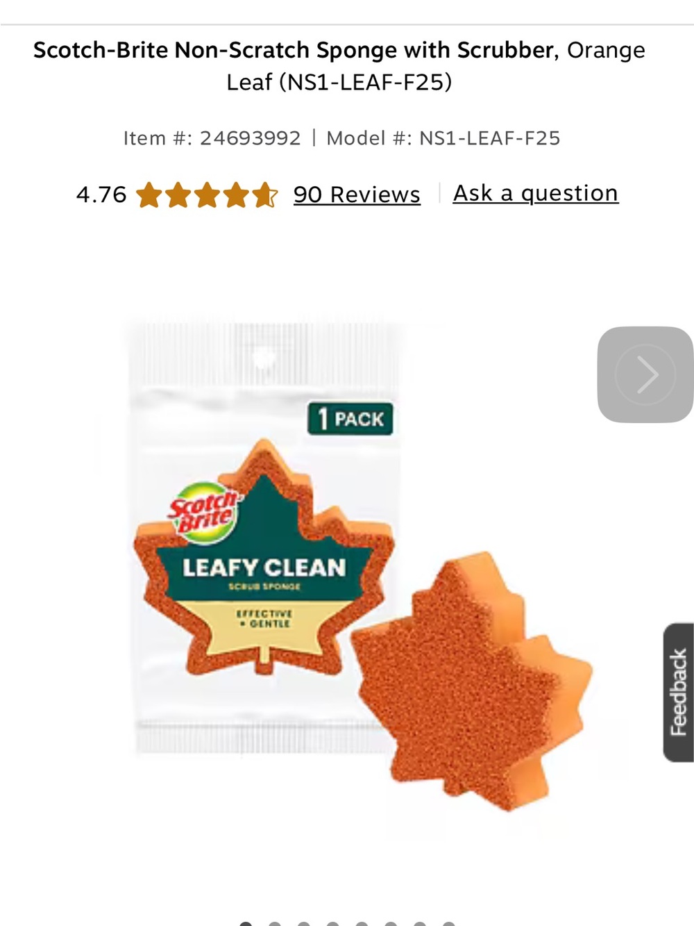 ❤️💲 $1 CLOSET! •10/$10 SALE!! • Leafy Clean Non-Scratch Scrub Sponge — Orange